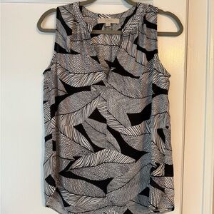 LOFT Black and White Leaf Print Women's Top